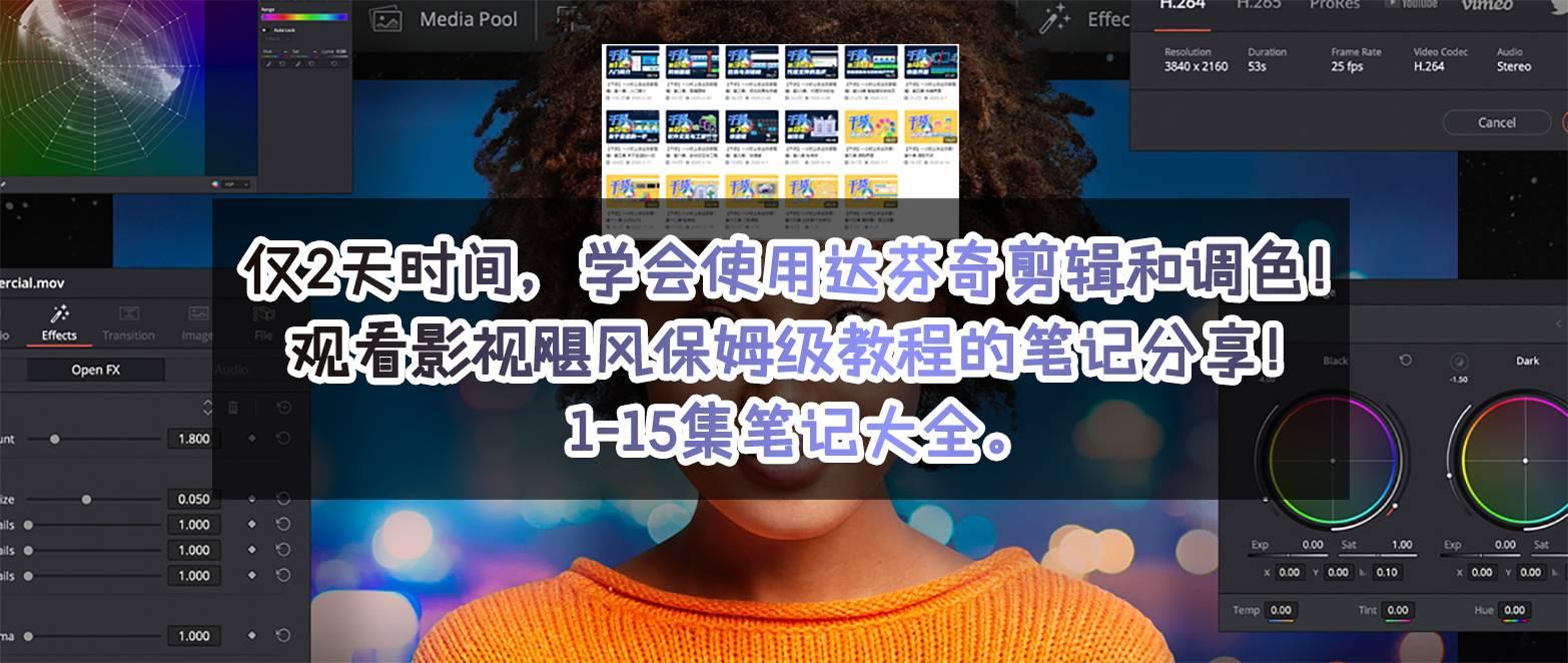 2天学会使用达芬奇剪辑和调色！观看影视飓风教程的笔记分享