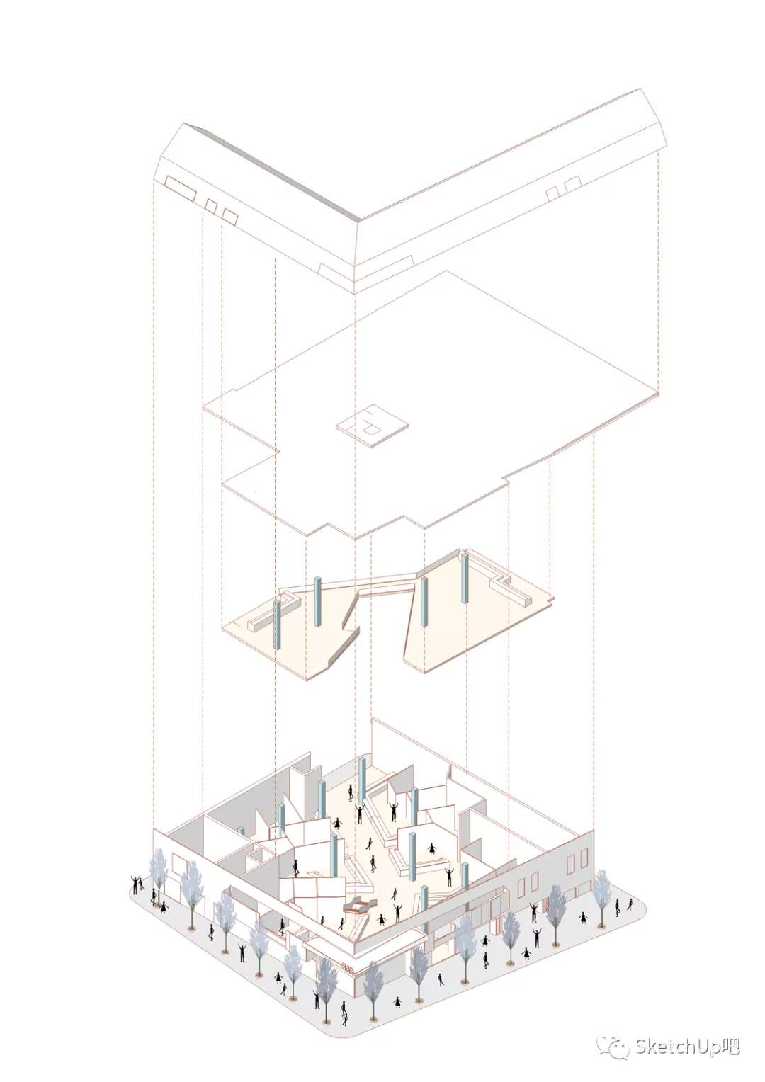 SketchUp+Layout，快速制作建筑轴测分析图