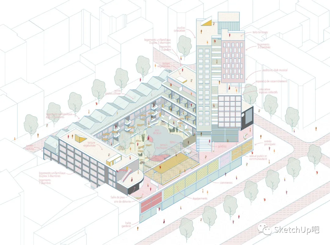 SketchUp+Layout，快速制作建筑轴测分析图