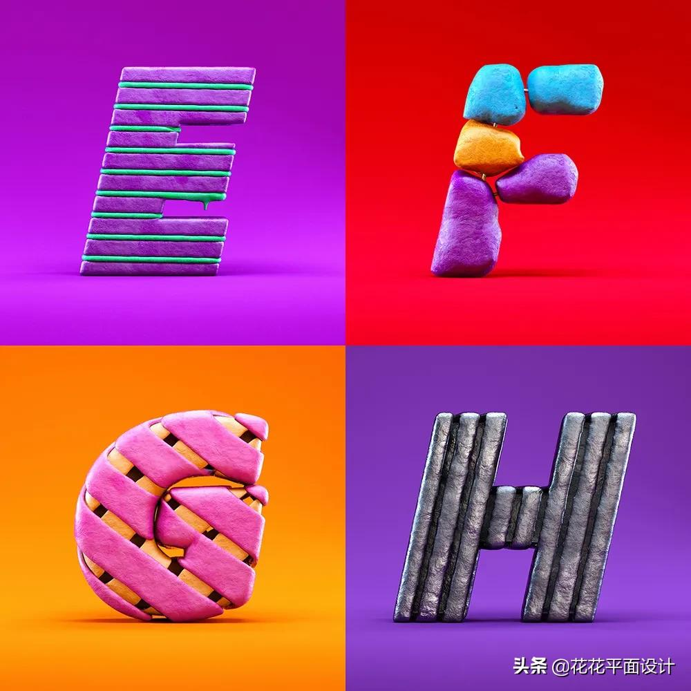 这组C4D字体设计，也太漂亮了吧