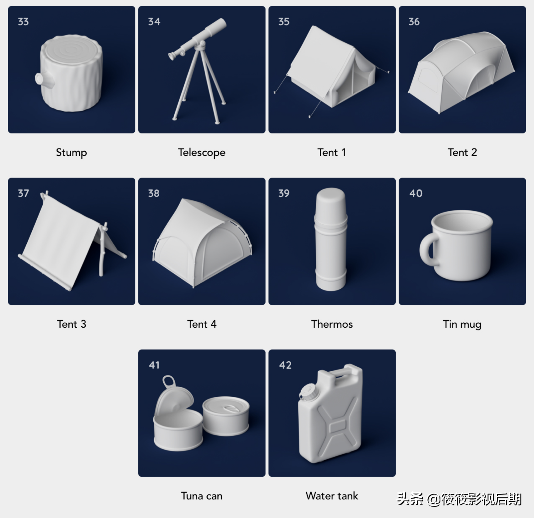 超实用C4D模型库！学习必备的180个三维低多边形模型素材